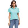 imageMAGCOMSEN Womens Polo Shirts UPF 50 Sun Protection 4 Buttons Casual Work Quick Dry Short Sleeve Collared Golf ShirtLake Blue