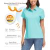 imageMAGCOMSEN Womens Polo Shirts UPF 50 Sun Protection 4 Buttons Casual Work Quick Dry Short Sleeve Collared Golf ShirtLake Blue