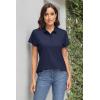 imageMAGCOMSEN Womens Polo Shirts UPF 50 Sun Protection 4 Buttons Casual Work Quick Dry Short Sleeve Collared Golf ShirtNavy