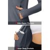 imageMAGCOMSEN Womens UPF 50 Lightweight Athletic Jackets Cropped Zip Up Long Sleeve Running Shirts with Thumb HolesDark Grey
