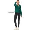 imageMAGCOMSEN Womens UPF 50 Lightweight Athletic Jackets Cropped Zip Up Long Sleeve Running Shirts with Thumb HolesEmerald Green