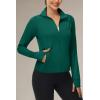 imageMAGCOMSEN Womens UPF 50 Lightweight Athletic Jackets Cropped Zip Up Long Sleeve Running Shirts with Thumb HolesEmerald Green