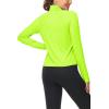 imageMAGCOMSEN Womens UPF 50 Lightweight Athletic Jackets Cropped Zip Up Long Sleeve Running Shirts with Thumb HolesFluorescent Green