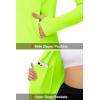 imageMAGCOMSEN Womens UPF 50 Lightweight Athletic Jackets Cropped Zip Up Long Sleeve Running Shirts with Thumb HolesFluorescent Green
