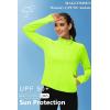 imageMAGCOMSEN Womens UPF 50 Lightweight Athletic Jackets Cropped Zip Up Long Sleeve Running Shirts with Thumb HolesFluorescent Green