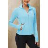 imageMAGCOMSEN Womens UPF 50 Lightweight Athletic Jackets Cropped Zip Up Long Sleeve Running Shirts with Thumb HolesLight Blue
