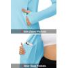 imageMAGCOMSEN Womens UPF 50 Lightweight Athletic Jackets Cropped Zip Up Long Sleeve Running Shirts with Thumb HolesLight Blue