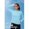 imageMAGCOMSEN Womens UPF 50 Lightweight Athletic Jackets Cropped Zip Up Long Sleeve Running Shirts with Thumb HolesLight Blue