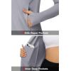 imageMAGCOMSEN Womens UPF 50 Lightweight Athletic Jackets Cropped Zip Up Long Sleeve Running Shirts with Thumb HolesLight Grey