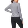 imageMAGCOMSEN Womens UPF 50 Lightweight Athletic Jackets Cropped Zip Up Long Sleeve Running Shirts with Thumb HolesLight Grey