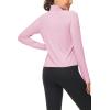 imageMAGCOMSEN Womens UPF 50 Lightweight Athletic Jackets Cropped Zip Up Long Sleeve Running Shirts with Thumb HolesLight Pink