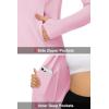 imageMAGCOMSEN Womens UPF 50 Lightweight Athletic Jackets Cropped Zip Up Long Sleeve Running Shirts with Thumb HolesLight Pink