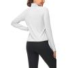 imageMAGCOMSEN Womens UPF 50 Lightweight Athletic Jackets Cropped Zip Up Long Sleeve Running Shirts with Thumb HolesWhite