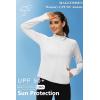 imageMAGCOMSEN Womens UPF 50 Lightweight Athletic Jackets Cropped Zip Up Long Sleeve Running Shirts with Thumb HolesWhite