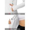 imageMAGCOMSEN Womens UPF 50 Lightweight Athletic Jackets Cropped Zip Up Long Sleeve Running Shirts with Thumb HolesWhite