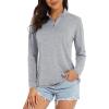 imageMAGCOMSEN Womens 14 Zip Shirts UPF 50 Sun Protection Pullover Long Sleeve Quick Dry Workout Hiking Athletic ShirtsLight Grey