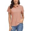 imageMAGCOMSEN Womens Polo Shirts UPF 50 Sun Protection 4 Buttons Casual Work Quick Dry Short Sleeve Collared Golf ShirtApricot
