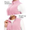 imageMAGCOMSEN Womens Fleece Vest Outerwear Sleeveless Lightweight Zip Jackets Warm Soft Vests with Zipper PocketsPink