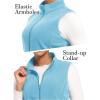 imageMAGCOMSEN Womens Fleece Vest Outerwear Sleeveless Lightweight Zip Jackets Warm Soft Vests with Zipper PocketsWater Blue