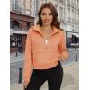 imageMAGCOMSEN Womens Half Zip Cropped Sweatshirts Fleece Lined Hoodie Quarter Zip Pullover Activewear Sweater with PocketsApricot