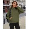 imageMAGCOMSEN Womens Half Zip Cropped Sweatshirts Fleece Lined Hoodie Quarter Zip Pullover Activewear Sweater with PocketsArmy Green