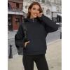 imageMAGCOMSEN Womens Half Zip Cropped Sweatshirts Fleece Lined Hoodie Quarter Zip Pullover Activewear Sweater with PocketsBlack