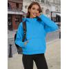 imageMAGCOMSEN Womens Half Zip Cropped Sweatshirts Fleece Lined Hoodie Quarter Zip Pullover Activewear Sweater with PocketsBright Blue