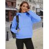 imageMAGCOMSEN Womens Half Zip Cropped Sweatshirts Fleece Lined Hoodie Quarter Zip Pullover Activewear Sweater with PocketsLight Blue