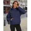 imageMAGCOMSEN Womens Half Zip Cropped Sweatshirts Fleece Lined Hoodie Quarter Zip Pullover Activewear Sweater with PocketsNavy