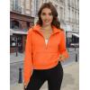 imageMAGCOMSEN Womens Half Zip Cropped Sweatshirts Fleece Lined Hoodie Quarter Zip Pullover Activewear Sweater with PocketsOrange