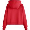 imageMAGCOMSEN Womens Half Zip Cropped Sweatshirts Fleece Lined Hoodie Quarter Zip Pullover Activewear Sweater with PocketsTomato Red
