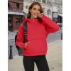 imageMAGCOMSEN Womens Half Zip Cropped Sweatshirts Fleece Lined Hoodie Quarter Zip Pullover Activewear Sweater with PocketsTomato Red