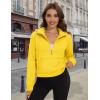 imageMAGCOMSEN Womens Half Zip Cropped Sweatshirts Fleece Lined Hoodie Quarter Zip Pullover Activewear Sweater with PocketsYellow