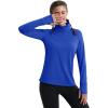 imageMAGCOMSEN Womens Running Shirts Quarter Zip Fleece Pullover Long Sleeve Thumb Hole Tee Athletic Workout TopsColoured Blue
