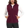 imageMAGCOMSEN Womens Fleece Vest Outerwear Sleeveless Lightweight Zip Jackets Warm Soft Vests with Zipper PocketsWine Red