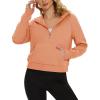 imageMAGCOMSEN Womens Half Zip Cropped Sweatshirts Fleece Lined Hoodie Quarter Zip Pullover Activewear Sweater with PocketsApricot