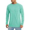 imageMAGCOMSEN Mens Long Sleeve Shirt Quick Dry UPF 50 Sun Protection Lightweight TShirt Athletic Workout Fishing TeeLight Green