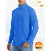 imageMAGCOMSEN Mens Long Sleeve Sun Shirts UPF 50 Tees 14 Zip Up Fishing Running Rash Guard TShirts Outdoor ShirtAzure