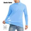 imageMAGCOMSEN Mens Long Sleeve Sun Shirts UPF 50 Tees 14 Zip Up Fishing Running Rash Guard TShirts Outdoor ShirtBlue