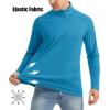 imageMAGCOMSEN Mens Long Sleeve Sun Shirts UPF 50 Tees 14 Zip Up Fishing Running Rash Guard TShirts Outdoor ShirtBlue Green