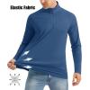 imageMAGCOMSEN Mens Long Sleeve Sun Shirts UPF 50 Tees 14 Zip Up Fishing Running Rash Guard TShirts Outdoor ShirtBlue Grey