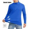 imageMAGCOMSEN Mens Long Sleeve Sun Shirts UPF 50 Tees 14 Zip Up Fishing Running Rash Guard TShirts Outdoor ShirtDark Blue