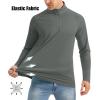 imageMAGCOMSEN Mens Long Sleeve Sun Shirts UPF 50 Tees 14 Zip Up Fishing Running Rash Guard TShirts Outdoor ShirtDark Grey