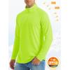imageMAGCOMSEN Mens Long Sleeve Sun Shirts UPF 50 Tees 14 Zip Up Fishing Running Rash Guard TShirts Outdoor ShirtFluorescent Green