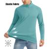 imageMAGCOMSEN Mens Long Sleeve Sun Shirts UPF 50 Tees 14 Zip Up Fishing Running Rash Guard TShirts Outdoor ShirtGrey Green