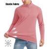 imageMAGCOMSEN Mens Long Sleeve Sun Shirts UPF 50 Tees 14 Zip Up Fishing Running Rash Guard TShirts Outdoor ShirtGrey Pink