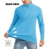 imageMAGCOMSEN Mens Long Sleeve Sun Shirts UPF 50 Tees 14 Zip Up Fishing Running Rash Guard TShirts Outdoor ShirtIce Blue
