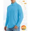 imageMAGCOMSEN Mens Long Sleeve Sun Shirts UPF 50 Tees 14 Zip Up Fishing Running Rash Guard TShirts Outdoor ShirtIce Blue