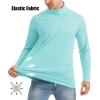 imageMAGCOMSEN Mens Long Sleeve Sun Shirts UPF 50 Tees 14 Zip Up Fishing Running Rash Guard TShirts Outdoor ShirtLake Blue