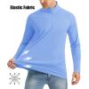 imageMAGCOMSEN Mens Long Sleeve Sun Shirts UPF 50 Tees 14 Zip Up Fishing Running Rash Guard TShirts Outdoor ShirtLight Blue
